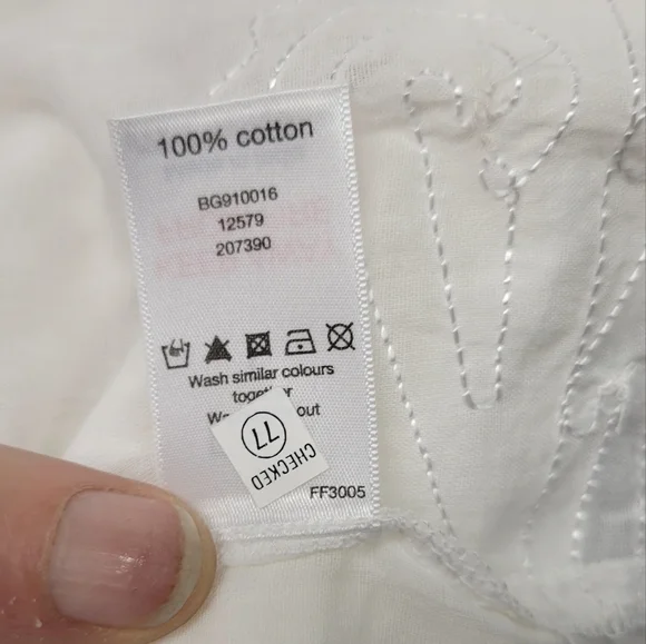 F&F 3/4 Sleeve White 100% Cotton Large Top - Picture 5 of 7